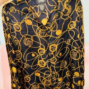 Studio Black and Gold Chain Print Top